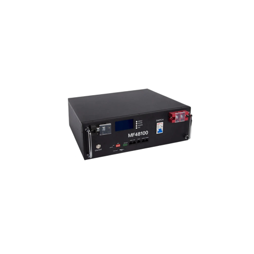 Batteri LiFePO4 48 V 100 Ah lithiumbatteri 5120 Wh MF48100 smart BMS 16S M8 6000 cykler 450 x 440 x 145 mm sort til solenergilagring
