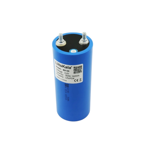 Batteri LiitoKala 3,2 V 50 Ah LiFePO4 akkumulator 160 Wh genopladelig celle 60 x 145 mm blå til solsystemer og hjemmebackup