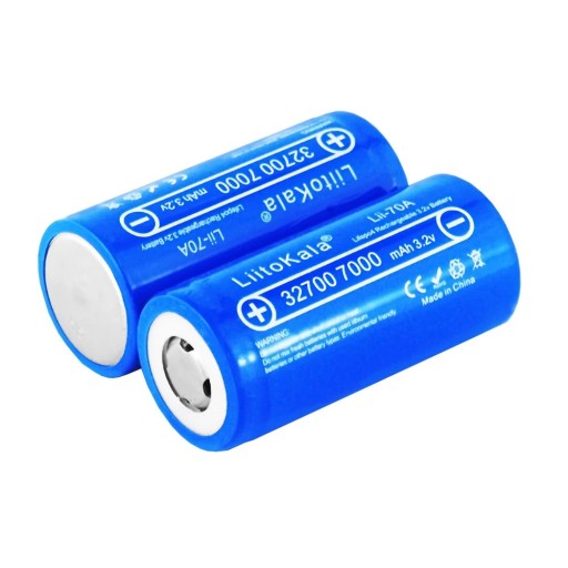 Batteri LiitoKala 4 stk 32700 3,2 V 7000 mAh Lii-70A LiFePO4 genopladeligt element 70 x 32 mm blå til solsystemer lommelygter og elcykler