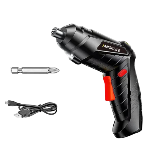 Batteridriven skruvdragare 3,6 V med 1200 varv/min hopfällbar med USB-laddning svart för hembaserat gör-det-själv och små monteringar