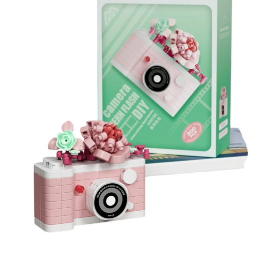 Baukästen Kamera mit Blumenornament 3D Dekoration aus Bausteinen Elegantes Modell für kreative Erwachsene und ältere Kinder