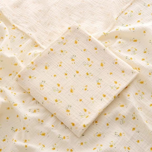 Baumwoll-Musselin-Decke für Babys 100x100 cm Baby-Handtuch-Wickeltuch Gelbes Blumenmuster Für Neugeborene Badezimmer Schlafen