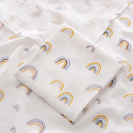 Baumwoll-Musselin-Decke für Babys 100x100 cm Baby-Handtuch-Wickeltuch Regenbogen-Muster für Neugeborene Badezimmer Schlafen