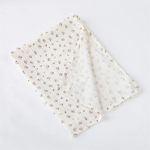 Baumwoll-Musselin-Decke für Babys 85x65 cm Babyhandtuch Wickeltuch Kleines Blumenmuster Blumenmotiv Für Neugeborene