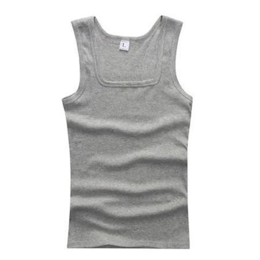 Baumwoll-Tanktop für Herren Einfarbige Ausführung Rundhalsausschnitt Bequemer gerader Schnitt Naturmaterial Für den täglichen Gebrauch