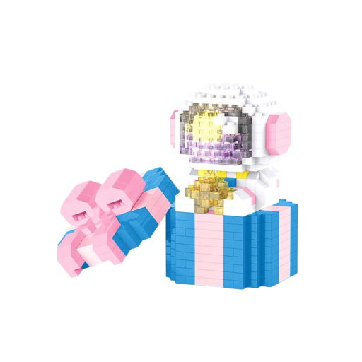 Bausatz Astronaut 7,4 x 7,5 x 4,8 cm Astronaut in Geschenkbox mit rosa Schleife 472 Teile Detaillierte Mini-Blöcke Dekorationsmodell