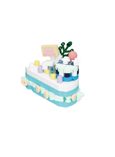 Bausatz Torte 5,3×3×4 cm Pastelliger Dessert mit Dekorationen 194 Teile Kreative Mini-Bausteine bunte Torte, für Kinder und Erwachsene