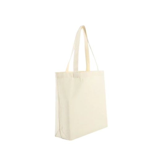 Bavlnäshoppingväska med botten och handtag 33x38x10 cm beige stor väska för shopping och transport av livsmedel