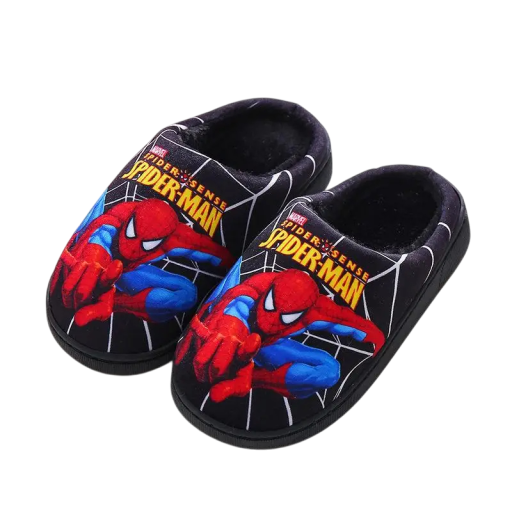 Bavlněné dětské pantofle pro chlapce Měkké domácí přezůvky se Spider-Manem Pohodlná obuv pro kluky Roztomilý motiv Hřejivé nazouváky