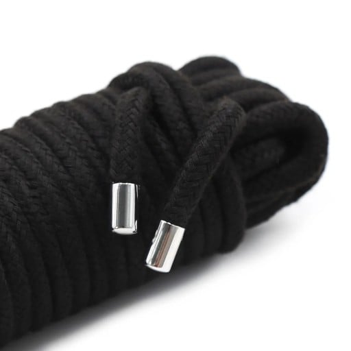Bavlnený BDSM povraz s dĺžkou 20 metrov, šírka 0,85 cm, s kovovými koncami, ideálny pre bondage, zväzovanie a ďalšie techniky Diskrétne