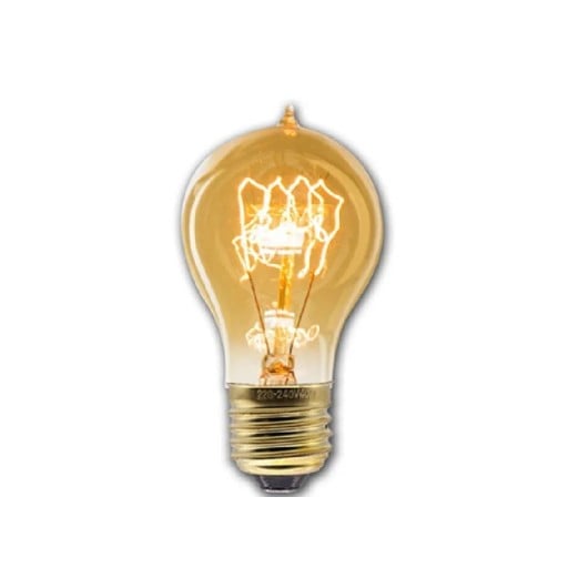 Bec Edison A19 cu filament spiralat și vârf de sticlă E27 40 W 220 V 6 x 11,1 cm Sticlă și soclu din alamă Lumină caldă Pentru corpuri de iluminat obișnuite