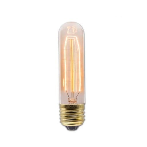 Bec Edison cu filament T10 E27 40 W 220 V 3 x 12,5 cm Sticlă și soclu din alamă Lumină caldă Pentru lămpi industriale