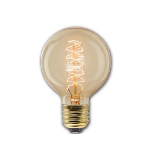 Bec Edison în formă de bilă cu spirală G80 E27 40 W 220 V 8 x 12 cm Sticlă și soclu din alamă Lumină caldă Pentru hol și pe scări