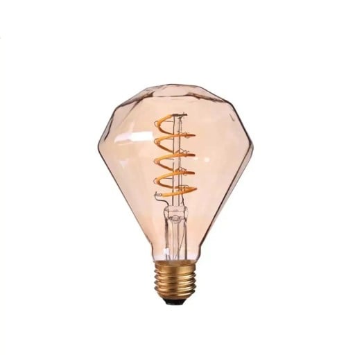 Bec LED dimabil cu spirală G95 în formă de diamant 4 W 220 V Sticlă chihlimbar și soclu din aluminiu auriu Alb cald 2700 K Pentru dormitor