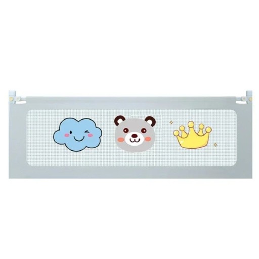 Bed Guard for Children's Bed 2 m with Colourful Pictures for Connecting Multiple Pieces Grey Protection Against Falling Out of Bed