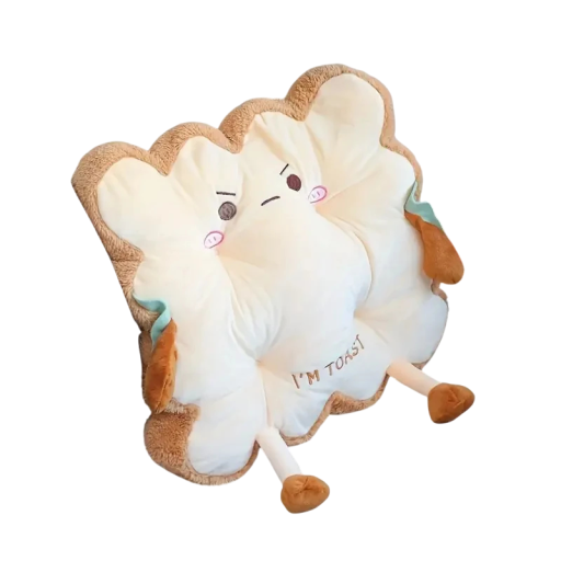 Bederní polštář do auta toastový design angry toast měkká opěrka zad béžovo hnědý plyšový doplněk interiéru vozidla