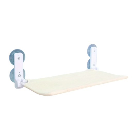 Beige kattenbed met zuignappen voor het raam 30 x 52 cm Rustplatform bij het raam Hangend kattenbed voor in huis Geschikt voor glas en tegels