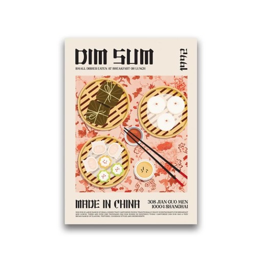 Belső poszter 30 x 40 cm Dim Sum Világkonyha Ázsiai étel Kép étellel Vászonnyomtatás Keret nélkül