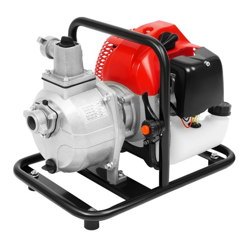 Benzin-Wasserpumpe 2-Takt 1,25 kW 1,7 PS 43 ccm 135 l/min Förderhöhe 30 m Luftkühlung Rot-Schwarz Für Bewässerung und Schwimmbäder