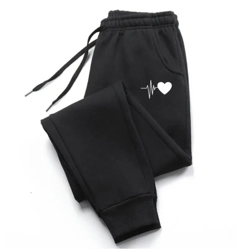 Bequeme lockere Jogginghose für Damen mit Herz-Print Lässige weiche Hose für Zuhause und draußen Bequeme Sporthose mit elastischem Bund