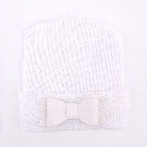 Béret blanc pour enfant avec nœud