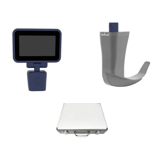 Berøringsskærm videolaryngoskop med digitalt display blad Mac2 12,11 cm steriliserbar blågrå til intubation af mindre voksne