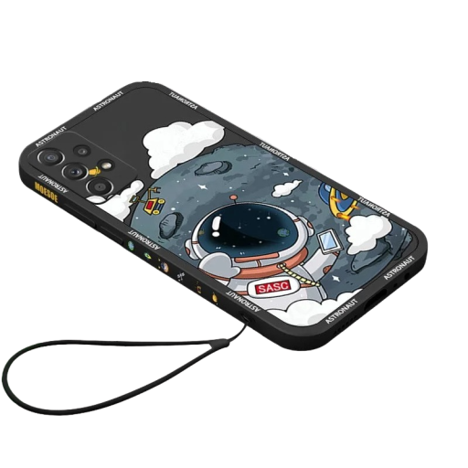 Beskyttende cover med astronaut-tema og rem til Samsung Galaxy S23 Plus