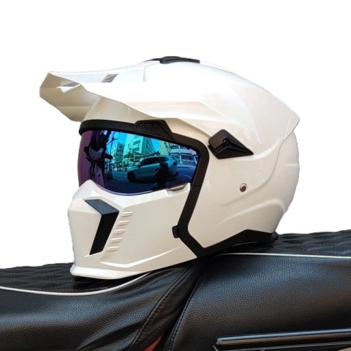 Beskyttende motorcykel integral hjelm med foldbart visir og solskærm