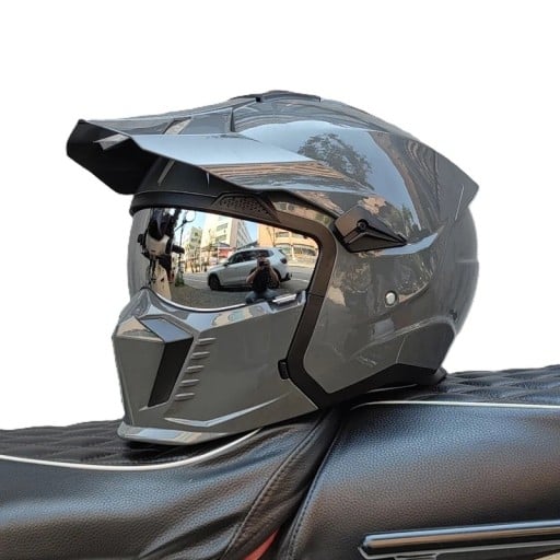 Beskyttende motorcykel integral hjelm med nedklappeligt visir og skygge mod solen Holdbar ABS skal Til motorcykel, enduro, scooter og ATV