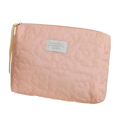 Bestickte große Kosmetiktasche 24 x 18 x 7 cm Wasserabweisendes Reise-Make-up-Etui Tragbare Damen-Aufbewahrungstasche aus Polyester mit Reißverschluss