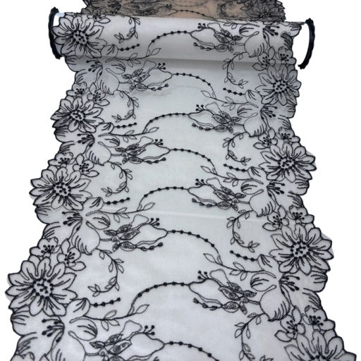 Bestickte Spitzennetz 21 x 91 cm Polyester Spitze mit Blumenmotiv Dekorative Stoffe zum Nähen von Kleidung Dekorationen DIY