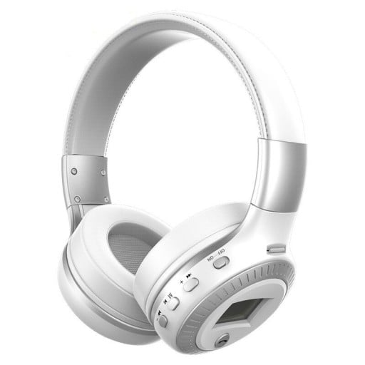 Bezdrátová sluchátka přes uši s rádiem a slotem na kartu Micro SD Bluetooth 5.0 i kabel 3,5 mm jack Mikrofon pro hovory Výdrž 6 hodin