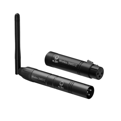 Bezdrátový DMX 512 ovladač XLR vysílač a přijímač 126 kanálů 7 skupin s ID kódem napájení DC 5 V černý na diskotéku a pódium