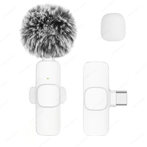 Bezdrátový mini klopový mikrofon s USB-C a Lightning adaptérem pro iPhone, Android, PC a kameru Nahrávání zvuku Video Livestream