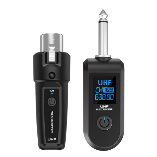 Bezdrátový vysílač s XLR a přijímač s 6,35mm konektorem Dosah 30-50 m Profesionální audio systém pro mikrofony Hudební vystoupení