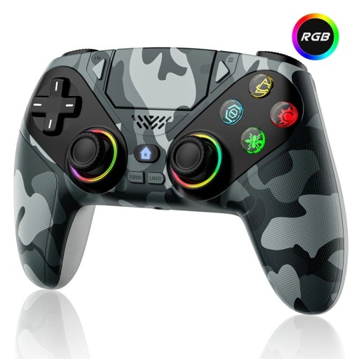 Bezdrótos játékkontroller álcázó dizájn PS5/PC RGB háttérvilágítás rezgő funkció programozható gombok álcázó minta