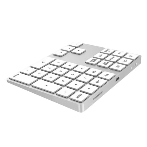Bezdrôtová bluetooth numerická klávesnica k notebooku a počítaču Nabíjacia batéria s USB-C Zliatina hliníka a ABS Šípky a navigačné klávesy