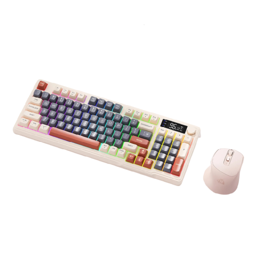 Bezdrôtová klávesnica a myš M96 Screen Kit ZIYOULANG Bluetooth 38,5x14,5x4cm PBT ružovobiela sada pre PC notebook