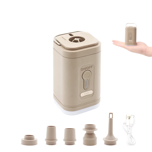 Bezdrôtová mini vzduchová pumpa 25 W 500 l/min Prenosná nabíjačka USB-C Svetlo 5 trysiek Kompaktná pumpička 4440 mWh 5x5x8,4 cm