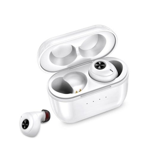 Bezdrôtové slúchadlá do uší s nabíjacím boxom pre počúvanie hudby Bluetooth 5.0 Špunty do zvukovodu Citlivosť 92 dB Impedancia 32 Ω Biela