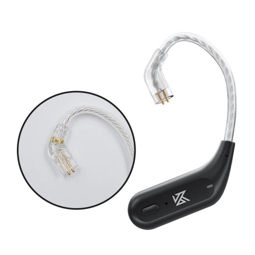Bezdrôtový upgradovací kábel Bluetooth 5.2 s C-pin konektorom, rezinové telo, čierne nabíjacie puzdro pre slúchadlá KZ ZSN ZAS DQ6 a ZS10 Pro