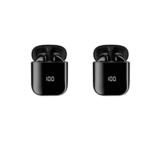 Bezprzewodowe słuchawki typu pchełki 2 pary Bluetooth 5.1 Etui ładujące z wyświetlaczem Czas pracy 4,5 godziny Ładowanie przez USB-C Błyszcząca czerń