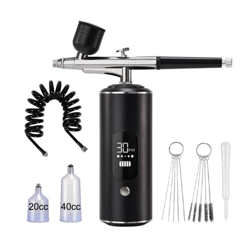 Bezprzewodowy airbrush z kompresorem 20cc 40cc czarny mini pistolet natryskowy do malowania samochodów modeli warsztatu i garażu