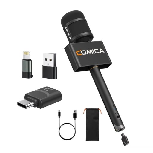 Bezprzewodowy mikrofon do rozmów 48 kHz i 24 bit duża membrana redukcja szumów wbudowana bateria czarny do telefonu i laptopa