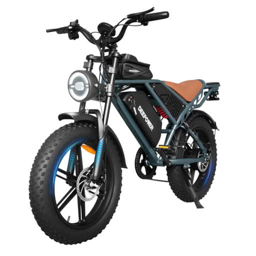 Bicicleta eléctrica de montaña DEEPOWER QS7, motor 1500W, batería 48V 35Ah, autonomía 120 km, 20×4.0 neumáticos fat, frenos de disco, suspensión delantera y trasera