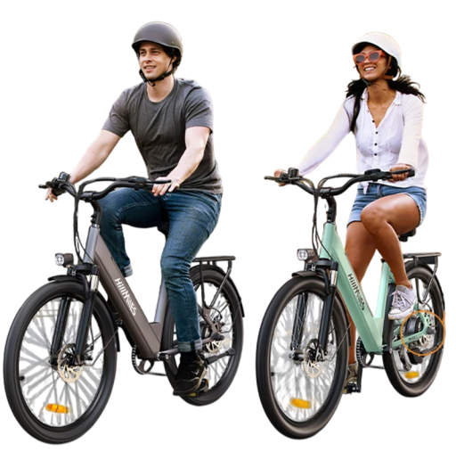 Bicicleta eléctrica urbana HillMiles MileCity 1, autonomía 120 km, batería 36 V 13 Ah, motor 250 W, ruedas de 26", 7 velocidades, frenos de disco