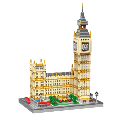 Big Ben byggesæt 33,5x24x13 cm Sammenklappelig model med LED-lys Dekorativt byggesæt med baggrundsbelysning Kreativt legetøj til børn og voksne