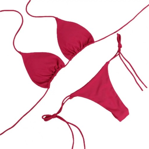 Bikin triunghi simplu de damă cu legături în spatele gâtului și pe laterale Croială minimalistă Costume de baie pentru vară și vacanță