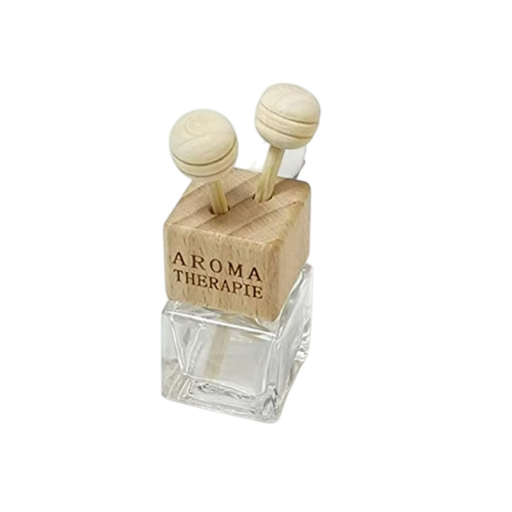 Bil diffuser tom flaske til æteriske olier 20–25 ml glas ca. 7,8 x 2,5 cm med trælåg og klips