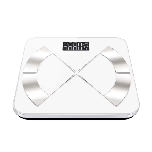 Bilancia digitale Bluetooth con misurazione del grasso ricaricabile USB Bilancia da bagno con app mobile Pesatura precisa in kg e display della temperatura in °C